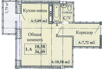 Продается Однокомнатная квартира, Петрова Михаила, 100м на юг от д.37